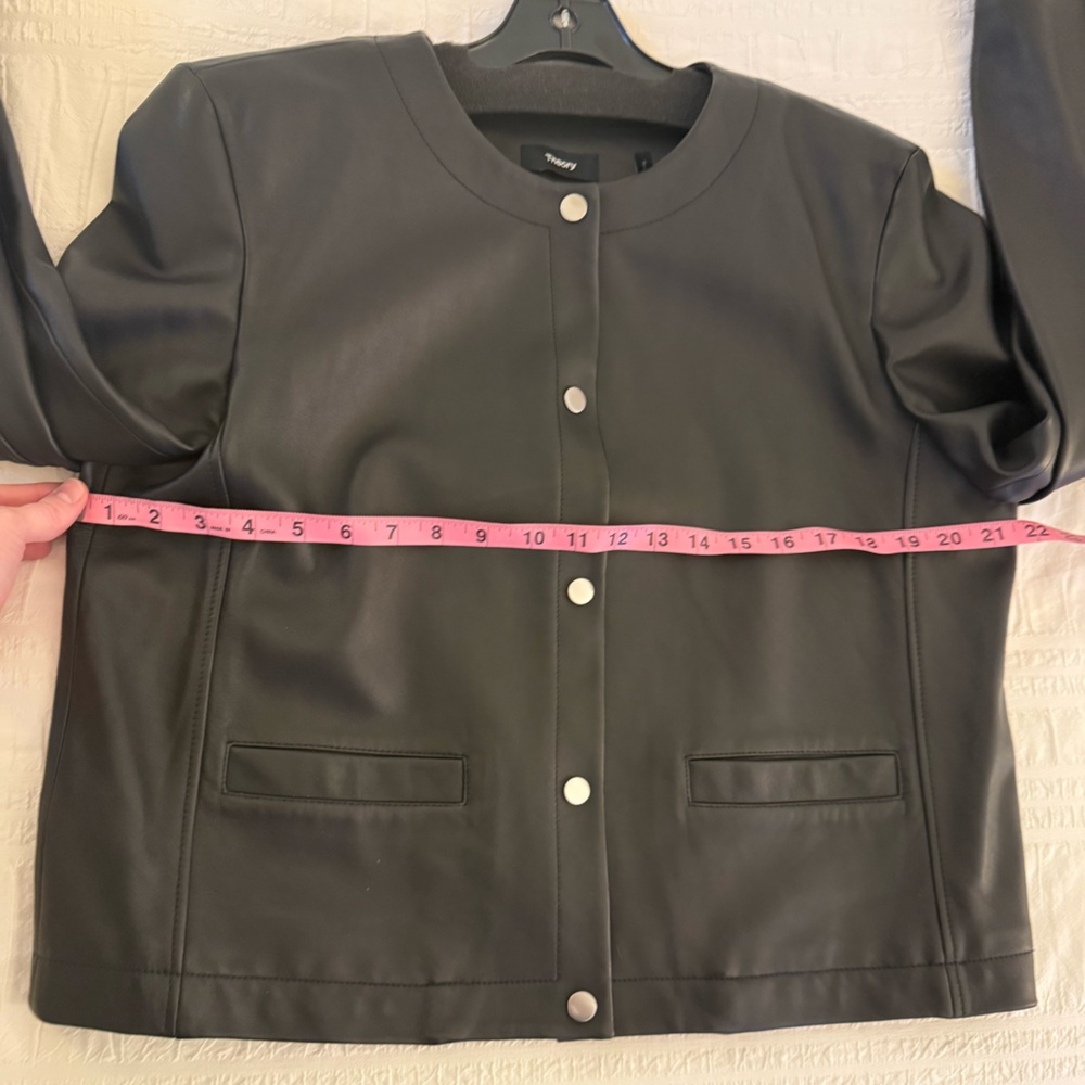Theory Black Leather Jacket for Women - Picture 6 of 7